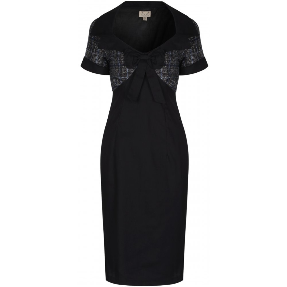 Lindy Bop laney secretary grey check wiggle dress